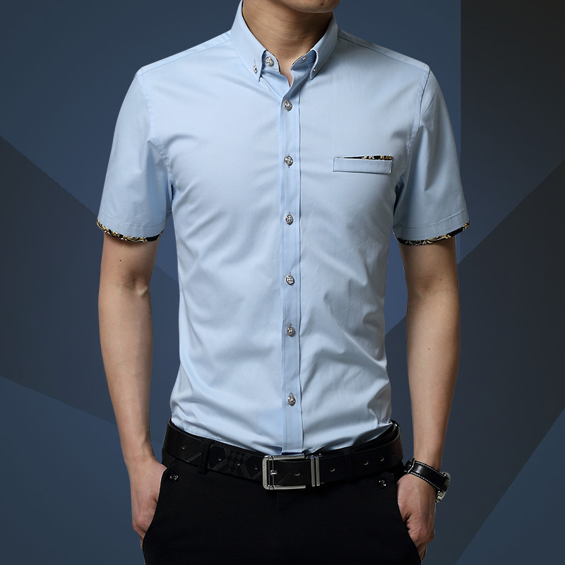 短袖衬衫男夏季韩版时尚休闲修身新款男式衬衣男士商务男装职业装