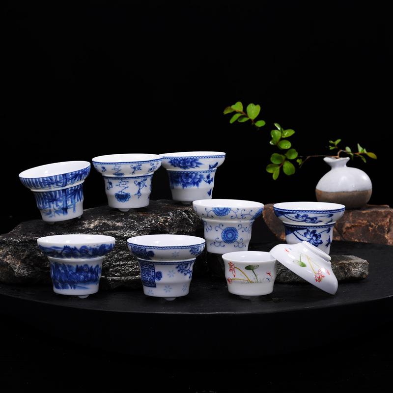 高白青花瓷茶漏 创意陶瓷茶滤器过滤网茶具配件批发