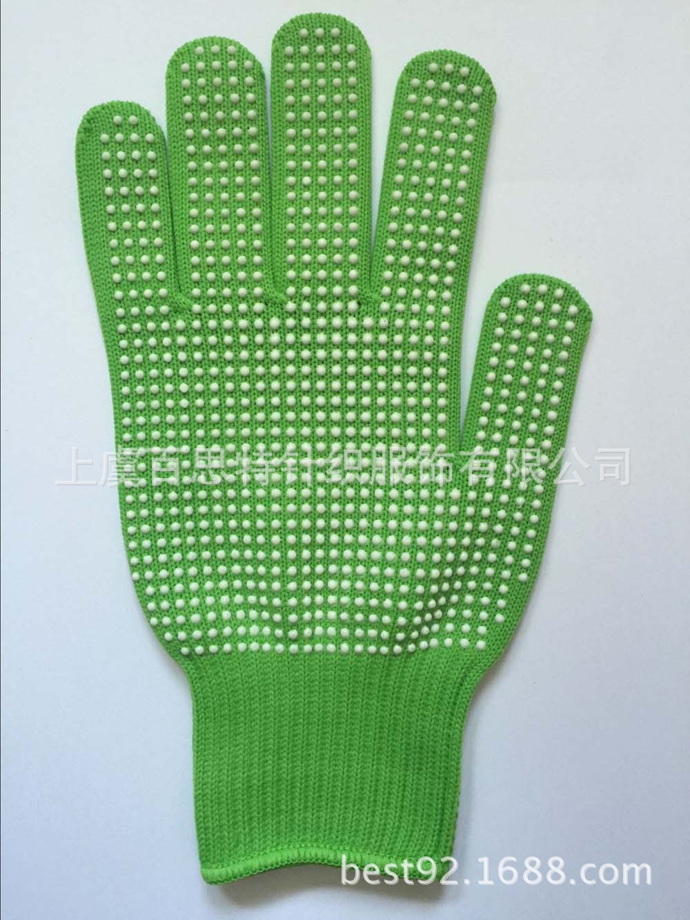 厂家直供高弹涤纶单面点塑热转移印环保劳动工作手套促销环保手套