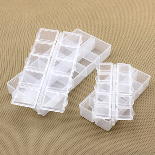 Independently opened 10-grid plastic packaging box, jewelry storage box, electronic component parts storage box, rhinestone box