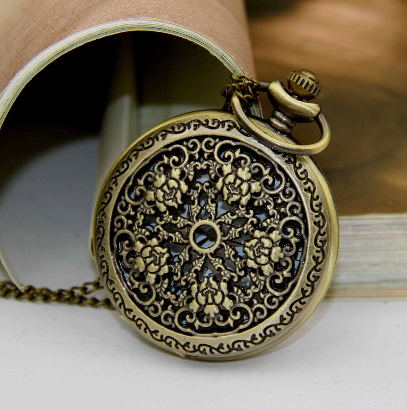 复古大怀表 五花朵大怀表pocket watch 复古怀表古铜怀表-阿里巴巴