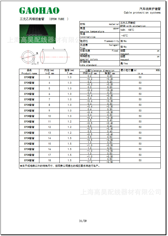 EPDM橡膠套管