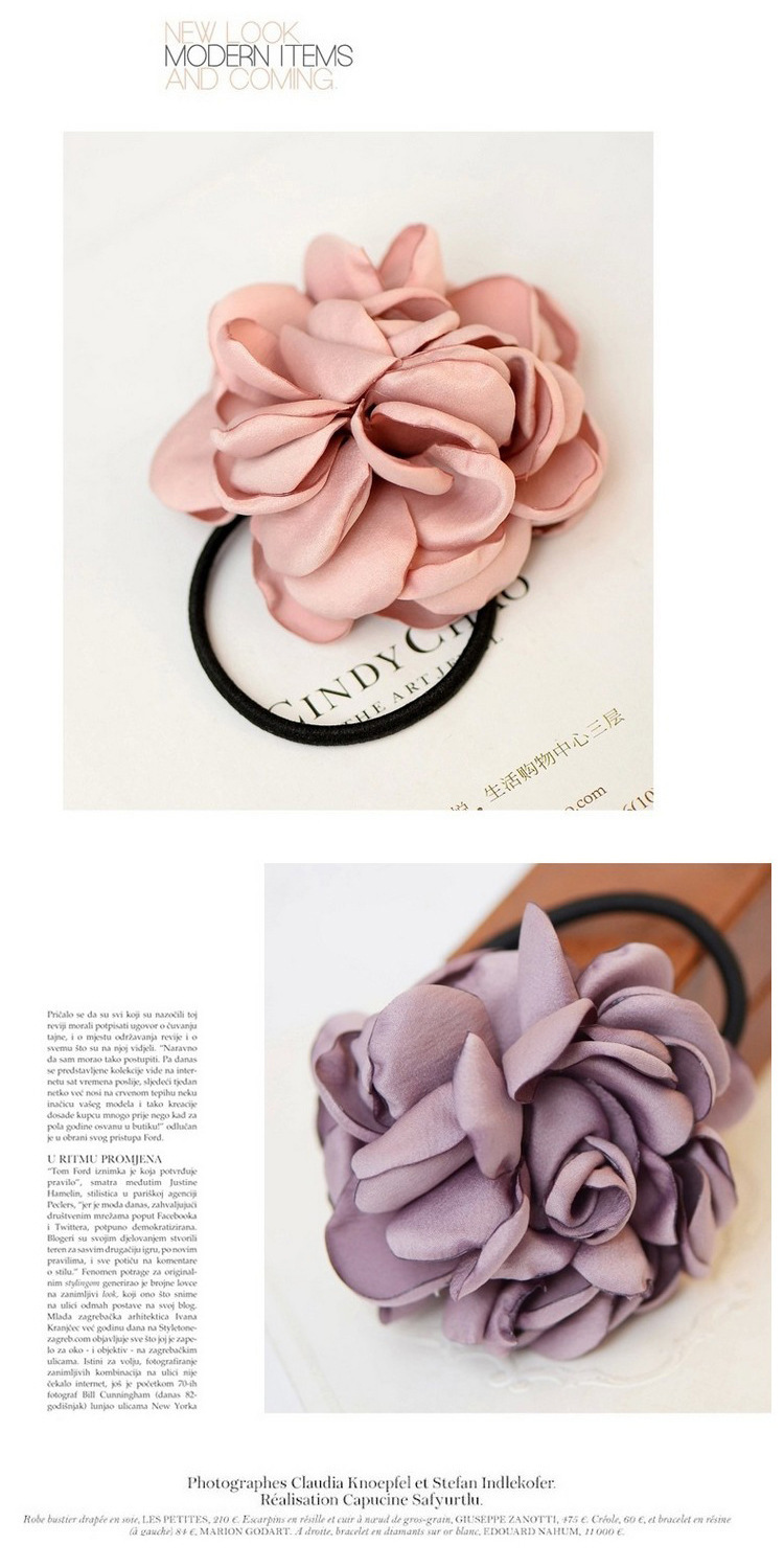 Koreanische Neue Mode All-match Stoff Haarschmuck Simulation Blume Gummiband Kamelie Rose Haar Ring Kopf Bedeckung Frauen display picture 1
