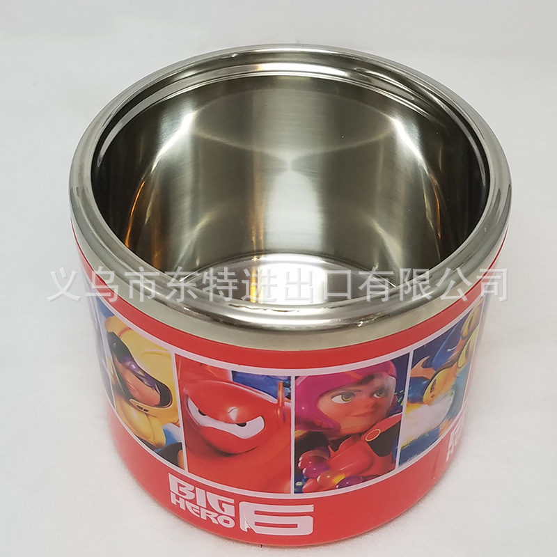 Stainless steel round lunch box in cartoon shape, children's Frozen Big white robot cat food box, student picnic lunch box detail image 18