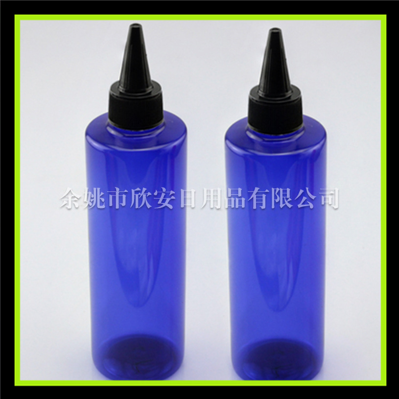 250ml蓝色塑料瓶 墨水尖盖瓶 化妆品塑料瓶 分装尖嘴瓶 凝胶瓶