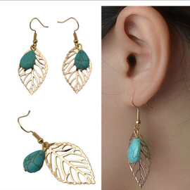 复古calaiteLeaf Earrings波西米亚休闲风Pierced Earrings耳饰