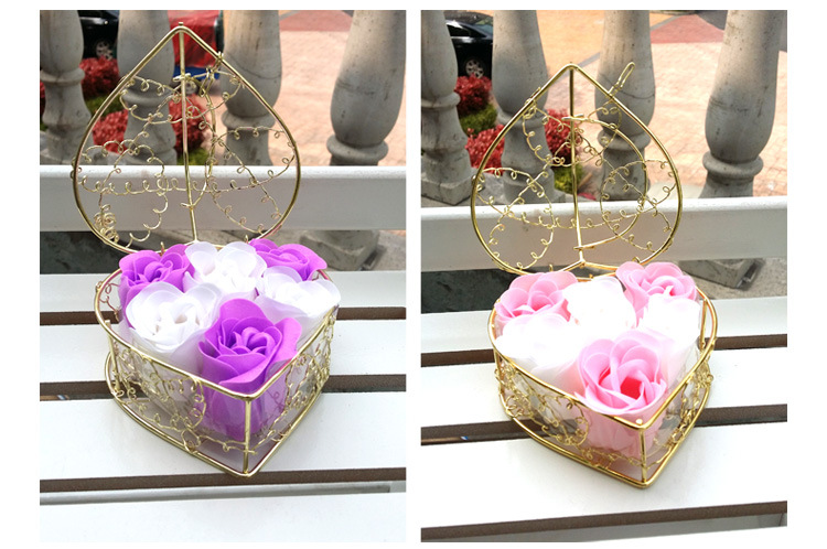 6 Panier En Fer Rose Savon Fleur Coffret Cadeau Saint Valentin Petits Cadeaux display picture 2