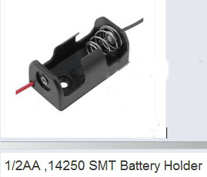 电池座 1/2AA 塑料电池盒 14250电池扣 弹簧 带线