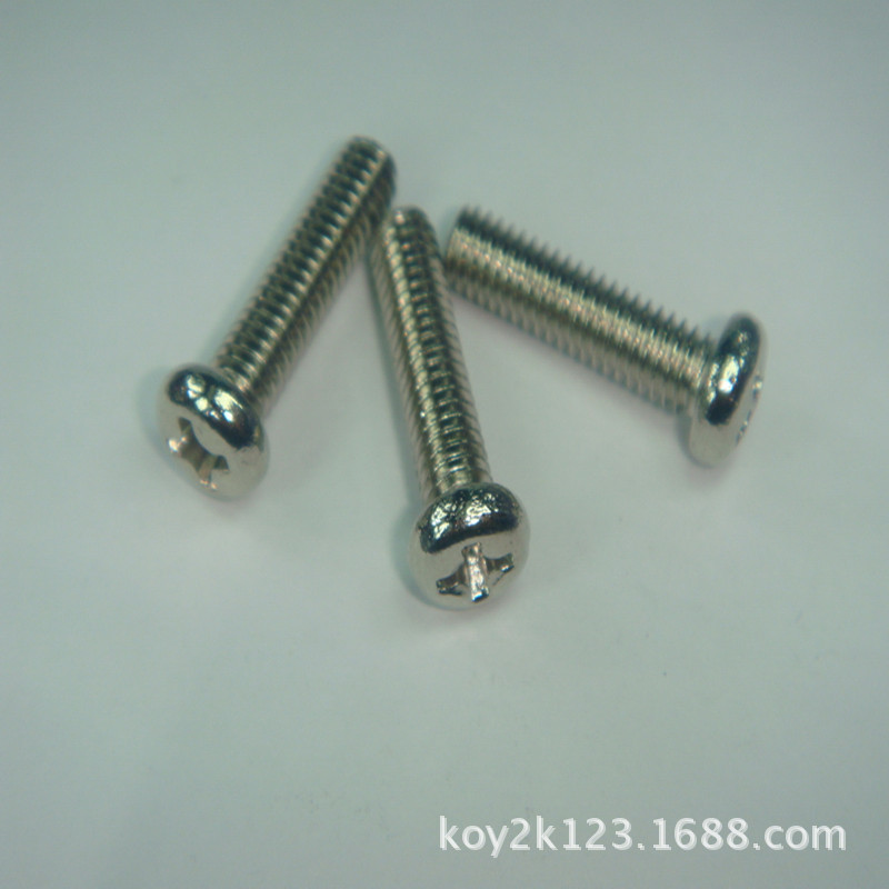 圆头机丝 十字 圆头螺丝PM2*6  镀镍机丝螺丝