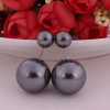 Classic double-sided earrings from pearl, European style, wholesale