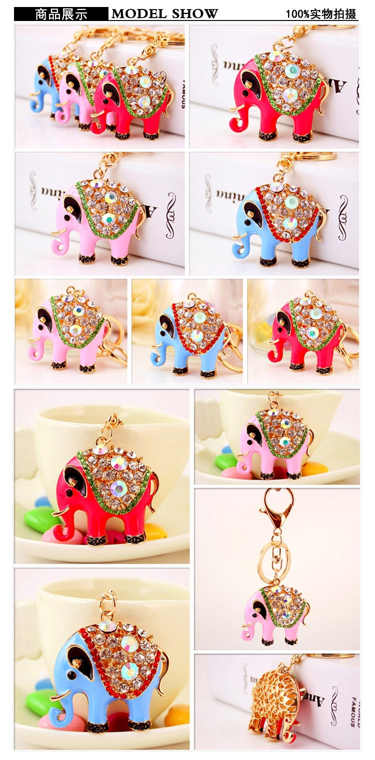 Alloy Rhinestone Elephant Keychain display picture 13