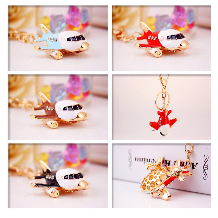 36g Weight Alloy, Metal Material Constellation Pattern Unisex Gender Coffee, Red, Blue, Black Color Korean Creative Cute Civil Aviation Small Aircraft Model Metal Keychain Wholesale 无