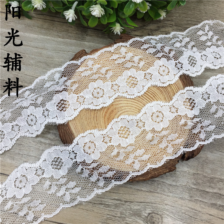 厂家批发经编蕾丝花边　袜子服装辅料　diy蝴蝶结材料  300码/卷