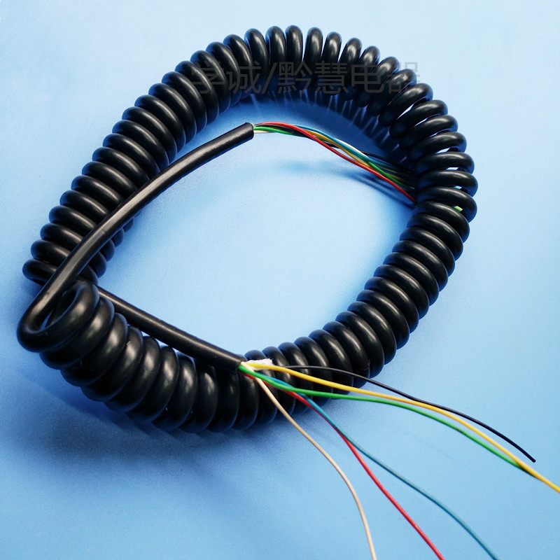 订制tpu弹簧线 4芯螺旋弹簧线 5芯线电子线6芯7芯8芯PU弹簧电源线