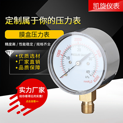 [定制膜盒压力表YE60 10KPa40KPa天然气压真空负压千帕表微压表]