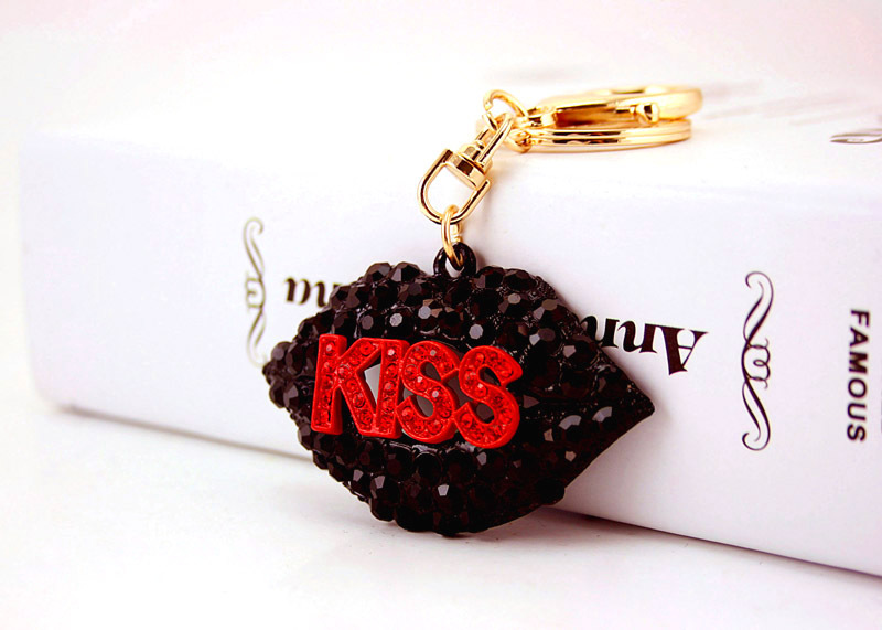 45g Weight Alloy, Metal Material Cartoon Pattern Unisex Gender Red, Black Color Korean Fashion Exquisite Sexy Red Lips Key Chain Pendant 3