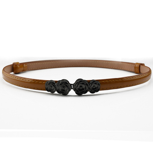 Simple thin belt with butterfly buckle for women, versatile fashionable decorative women's thin belt with candy-colored patent leather skirt