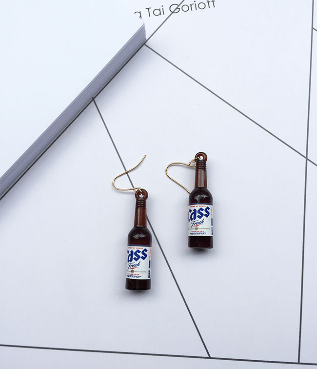 批发采购耳环-韩国个性新款韩版啤酒瓶耳环时