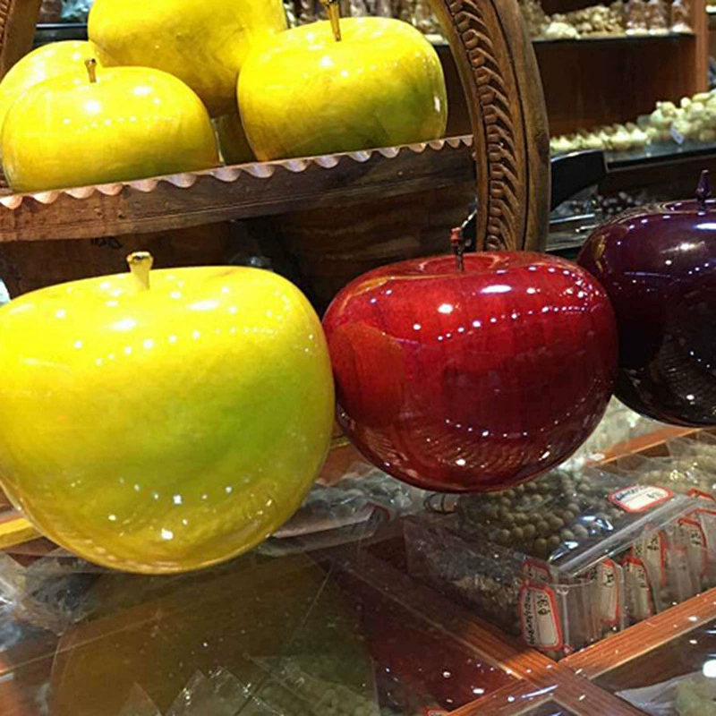 Decorative wooden apple ornament, red sandalwood and golden nanmu, glossy finish, gift box option
