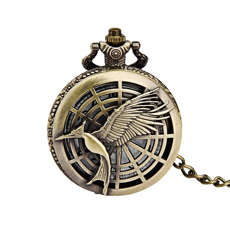 Bronze large spider web hollow flying hummingbird pocket watch nostalgic flying Flamingo pocket watch factory wholesale