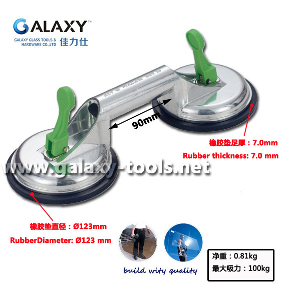 佳力士牌铝合金耐用型亮光二爪玻璃吸盘