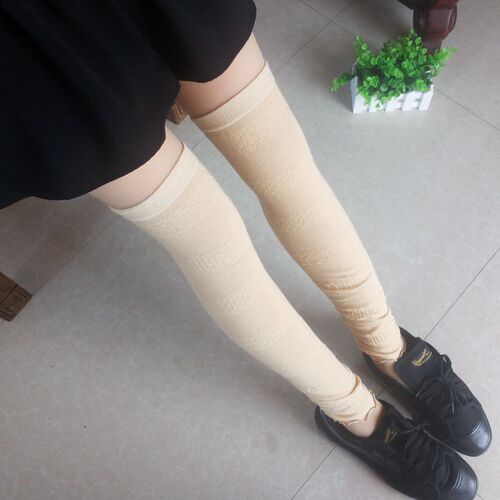 Japanese thin cotton summer air-conditioned room warm leggings non-slip stockings set high knee-high outdoor sun protection pile socks