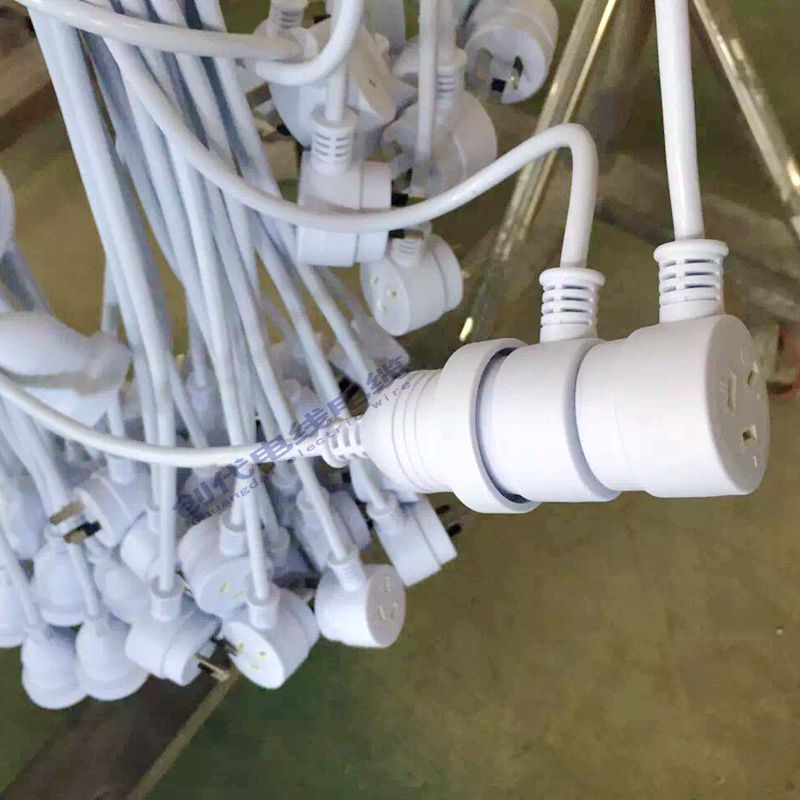 澳规双两面插头延长线 背靠背电源线 背驮式澳标澳大利亚弯头三插