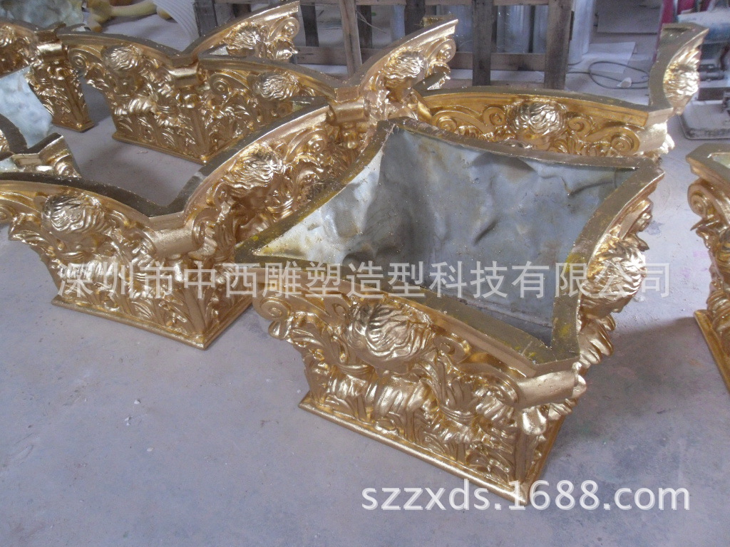 大量批发各种尺寸金色罗马柱头 装饰欧式罗马柱 玻璃钢罗马柱定做