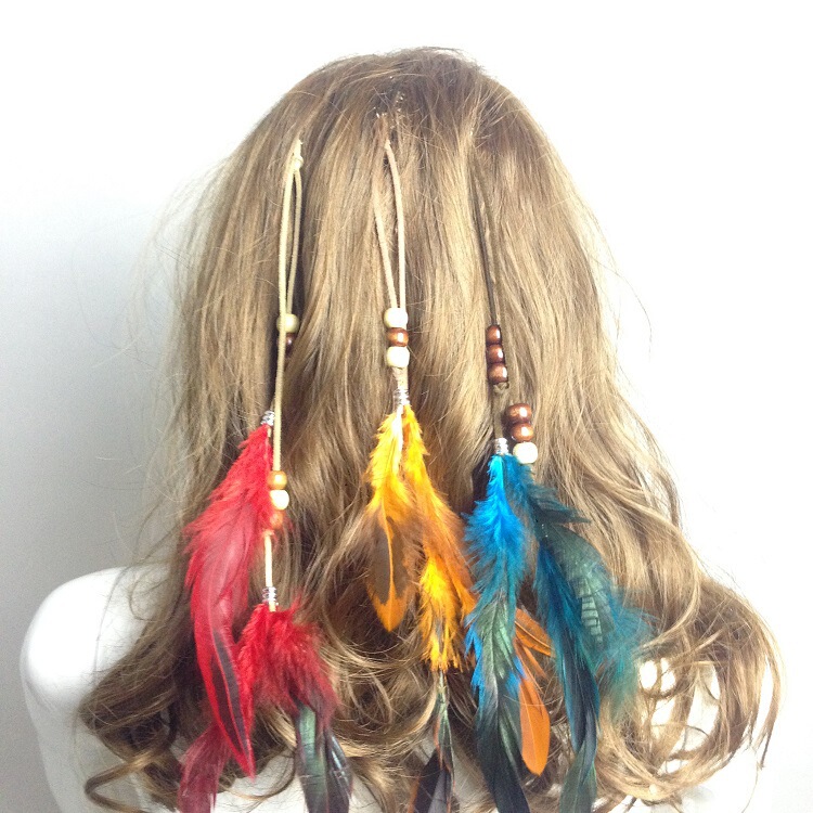 Factory direct supply of famous ethnic style tourist attractions holiday headdress Indian feather hair accessories BB clip feather tassel hair piece
