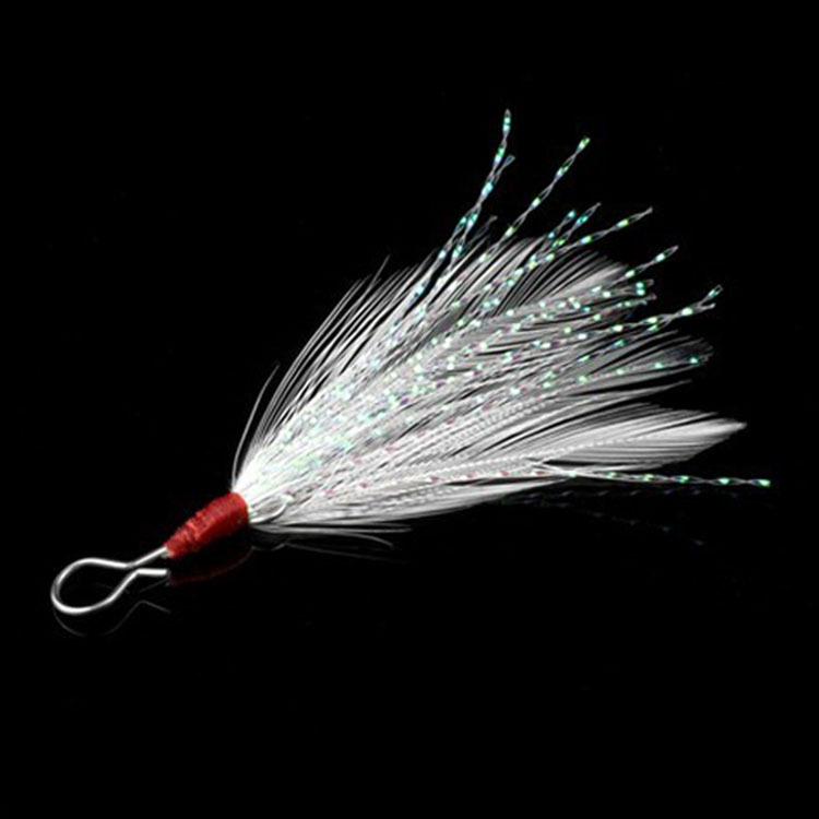 特價批發 白色水晶羽毛挂件路亞亮片軟餌誘魚配件 漁具釣魚用品