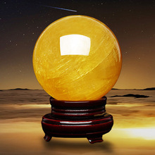天然黃色水晶球擺件 黃水晶球原石大小號一件代發廠價直銷禮品
