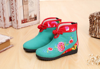 10-06 new pattern Beijing cloth shoes Ethnic style Boots soft sole Dichotomanthes bottom Bootie Cotton boots Embroidered boots Riding boots