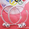 Metal silver children's bracelet, accessory, glossy small bell, wholesale