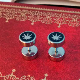 E95欧美时尚复古几何不规则树叶个性耳钉男女 不锈钢日韩气质耳环