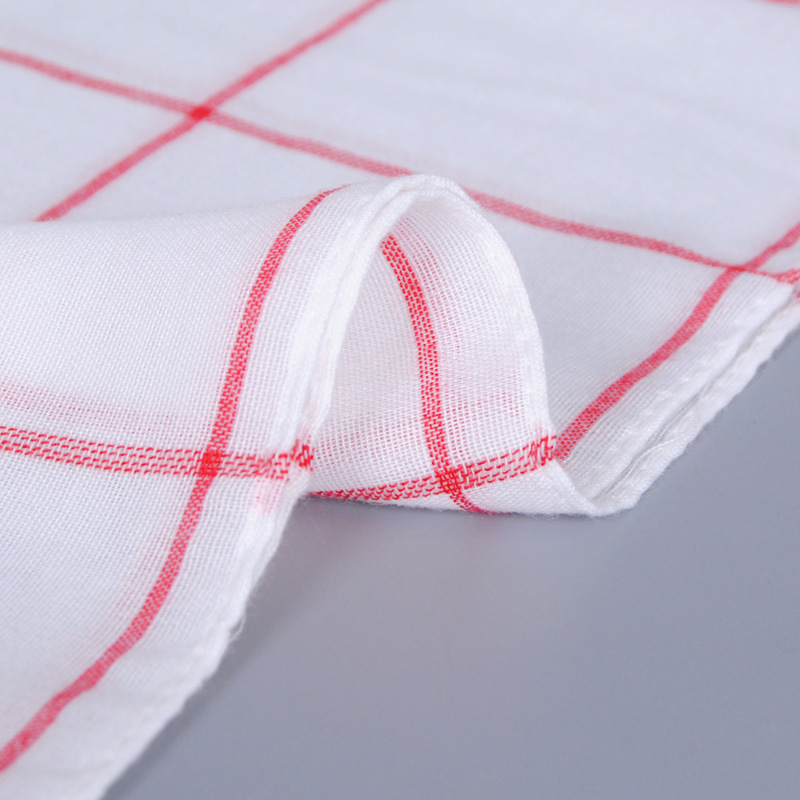 #7白底红线 (1) - 几何绣花围巾巴厘纱