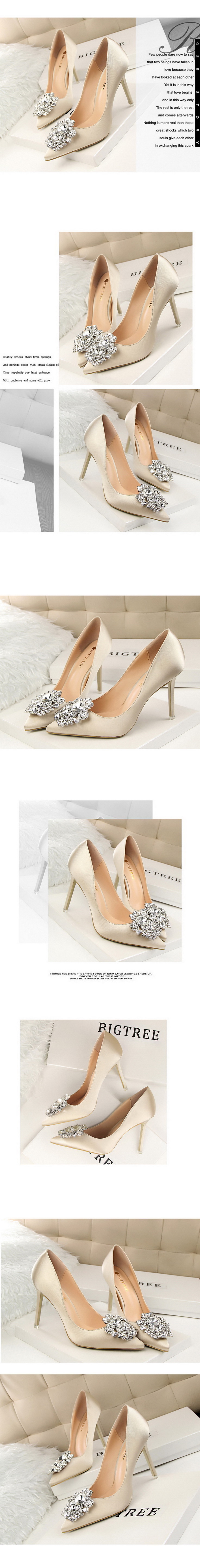 Women's Fashion Solid Color Rhinestone Point Toe Pumps display picture 6