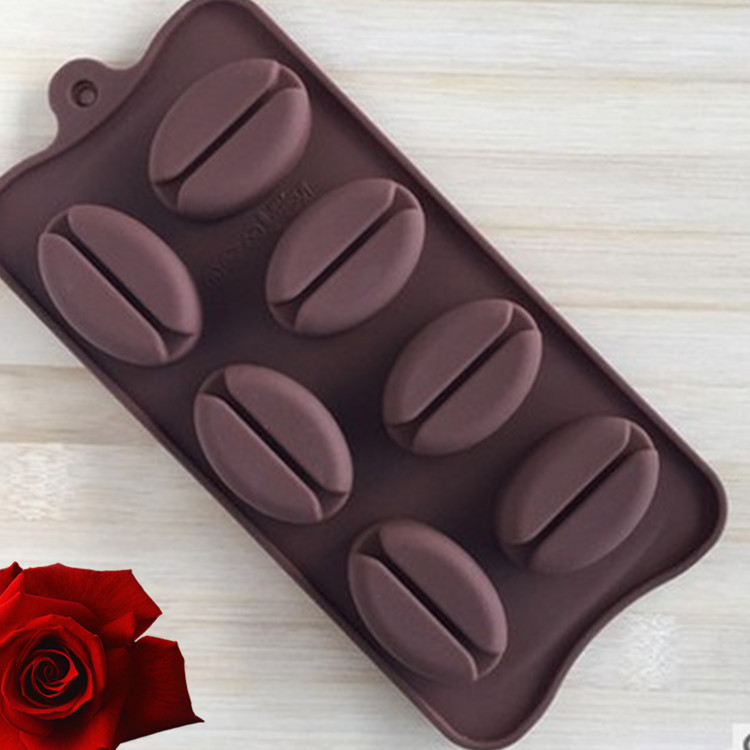 厂家供应硅胶蛋糕模具7连咖啡豆巧克力豆蛋糕模具冰格