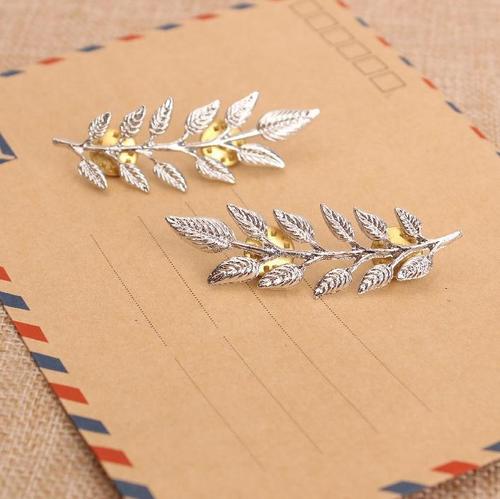 Popular gold and silver leaf jewelry for men and women, brooches, pins, shirts, sweaters, collar pins, collar buttons, retail and wholesale F009