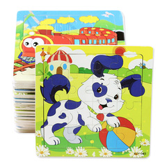 Wooden Children's Puzzle 16 Pieces Wood Airplane Train Animal Puzzle Wholesale Baby Early Education Brain Development Toy