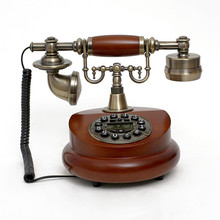 至臻精品欧式仿古复古电话座机 家用古典时尚创意实木电话座机201
