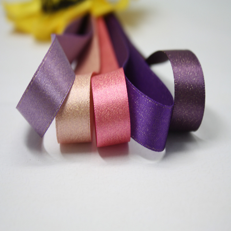 Yao Ming cinta regalo embalaje satén cinta de trama dorada 3,8 CM accesorios para el cabello cinta de trama dorada hecha a mano al por mayor