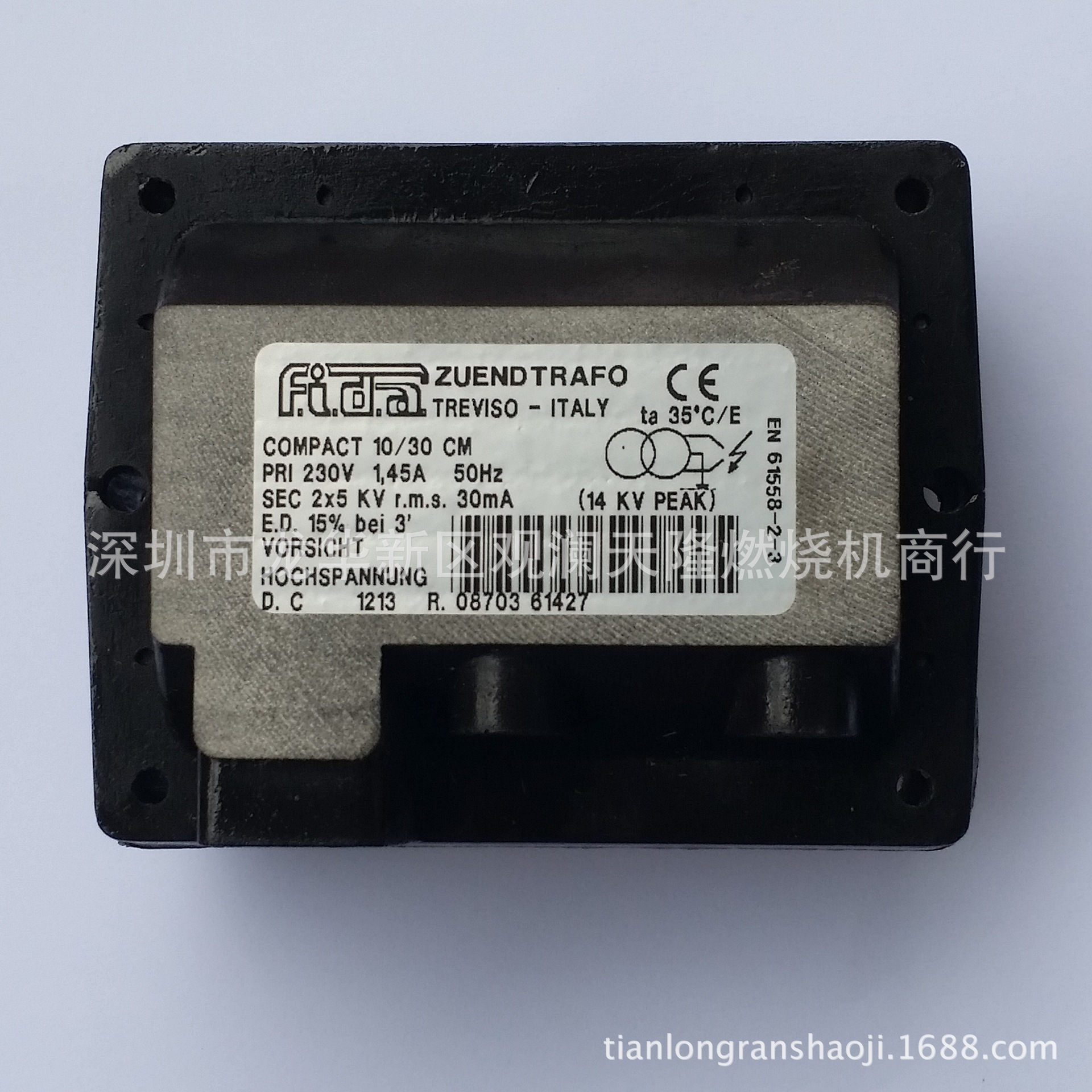 Fida飞达牌10/30 CM 2x5KV 30mA 15%双极燃油燃烧机高压点火器