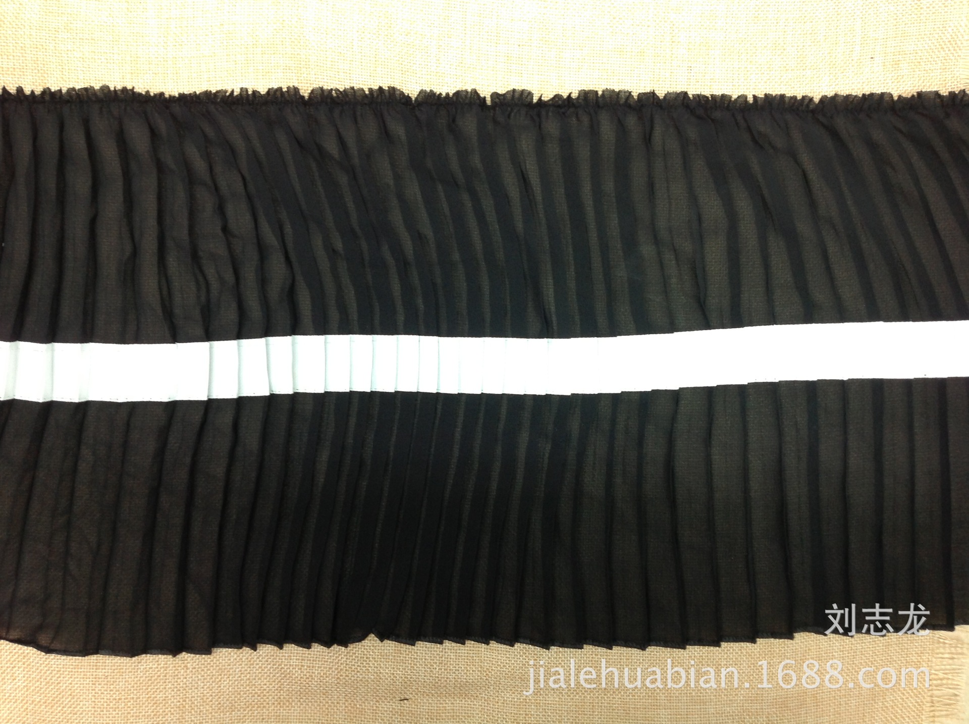 10CM宽高级加密雪纺车1.2CM螺纹带压折花边 高级服饰辅料