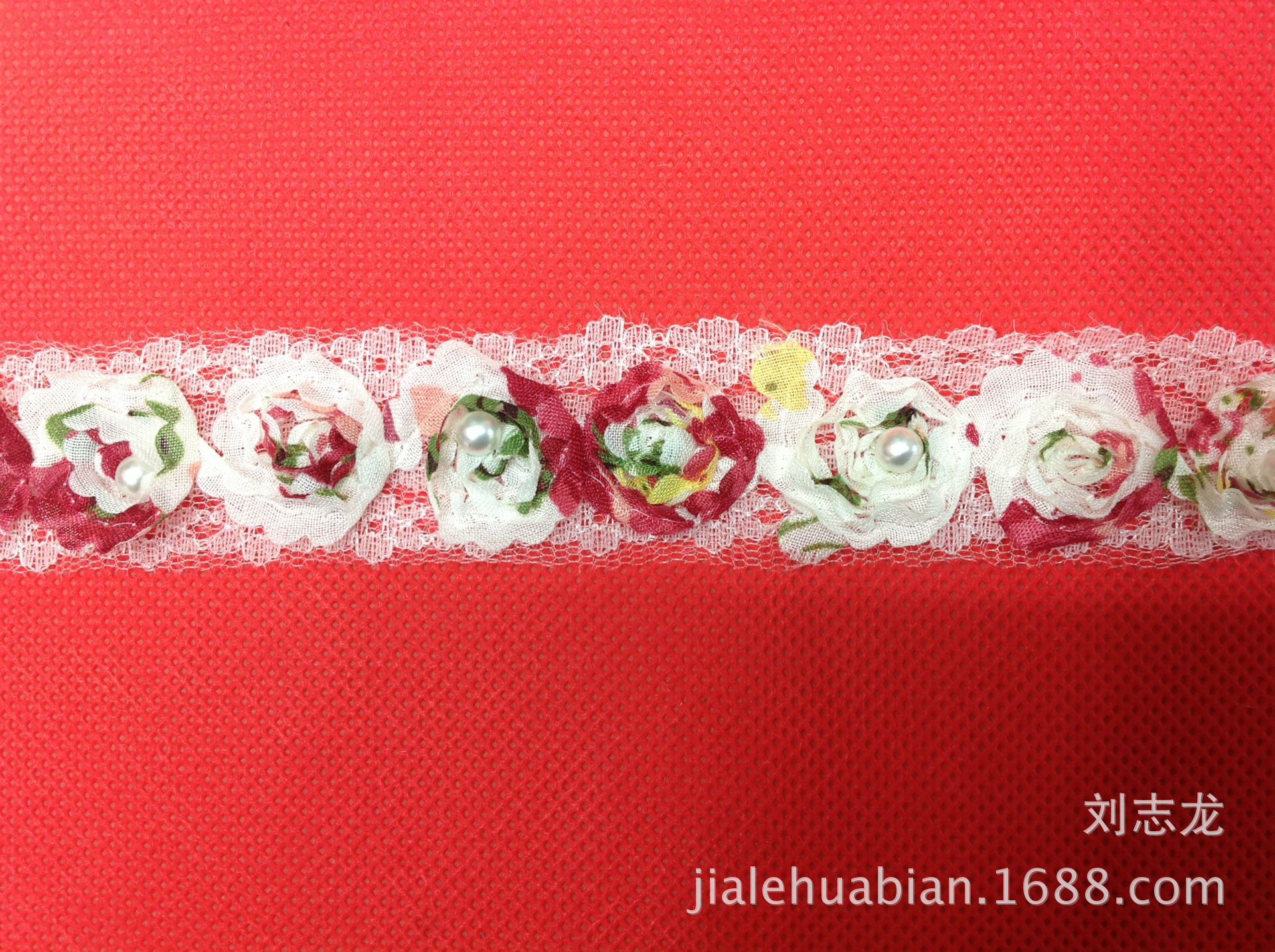 现货供应 高品质花色雪纺超声波压花盘花定珠 高档服饰辅料 DIY