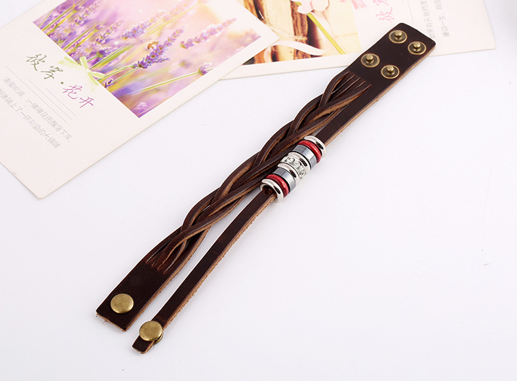 New Fashion Jewelry Leather Metal Bracelet With Retro Leather Cowhide Bracelet display picture 1