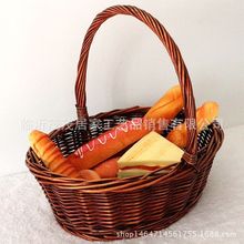柳编水果干果篮面包店创意装饰品摆件农家乐采摘篮欧式风格购物篮