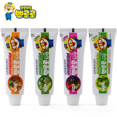 韩国pororo啵乐乐儿童水果味牙膏90g 小企鹅幼儿宝宝牙膏|ms