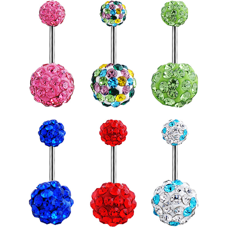4g Weight Piercing Jewelry Inlaid Soft Ball Stainless Steel Belly Button Umbilical Ring