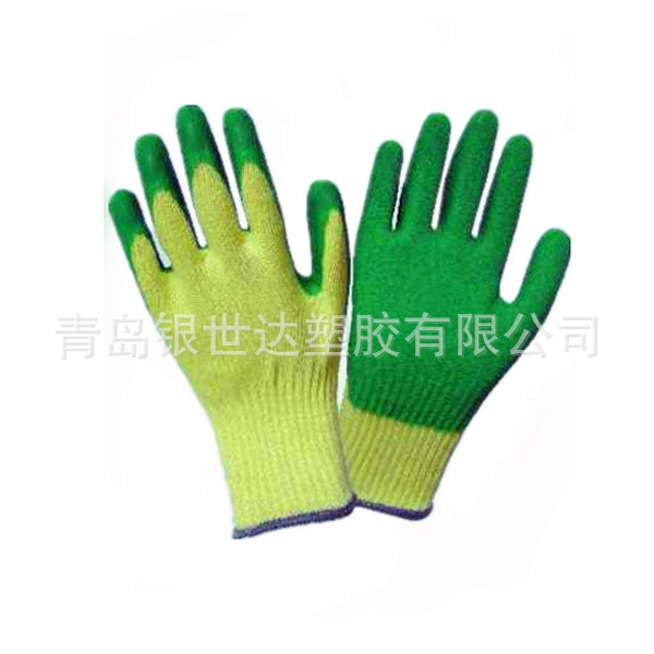 浸胶劳保手套批发乳胶耐磨起皱透气防滑防护手套车间工作劳保手套