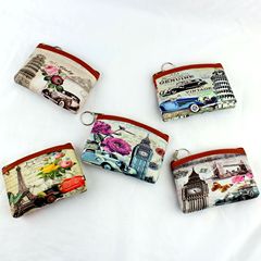European and American retro ancient architecture Eiffel Tower printed coin purse coin bag women's wallet key card bag nostalgic